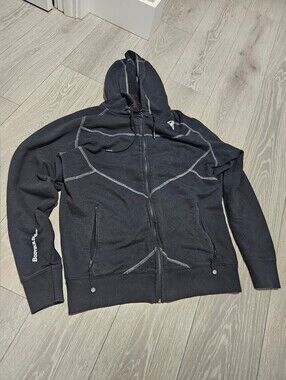 Bodybuilding.com Mens Black Zip-Up Hoodie with Contrast Stitching Cotton Blend